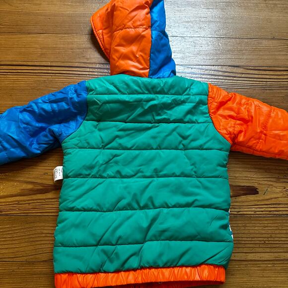 Shein yellow green color blocked hooded lined puffer jacket SIZE 2T - Picture 4 of 4